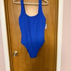 Shade & Shore Royal Blue Textured One-Piece Swimsuit
